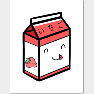 Strawberry Japanese Milk Box Posters and Art